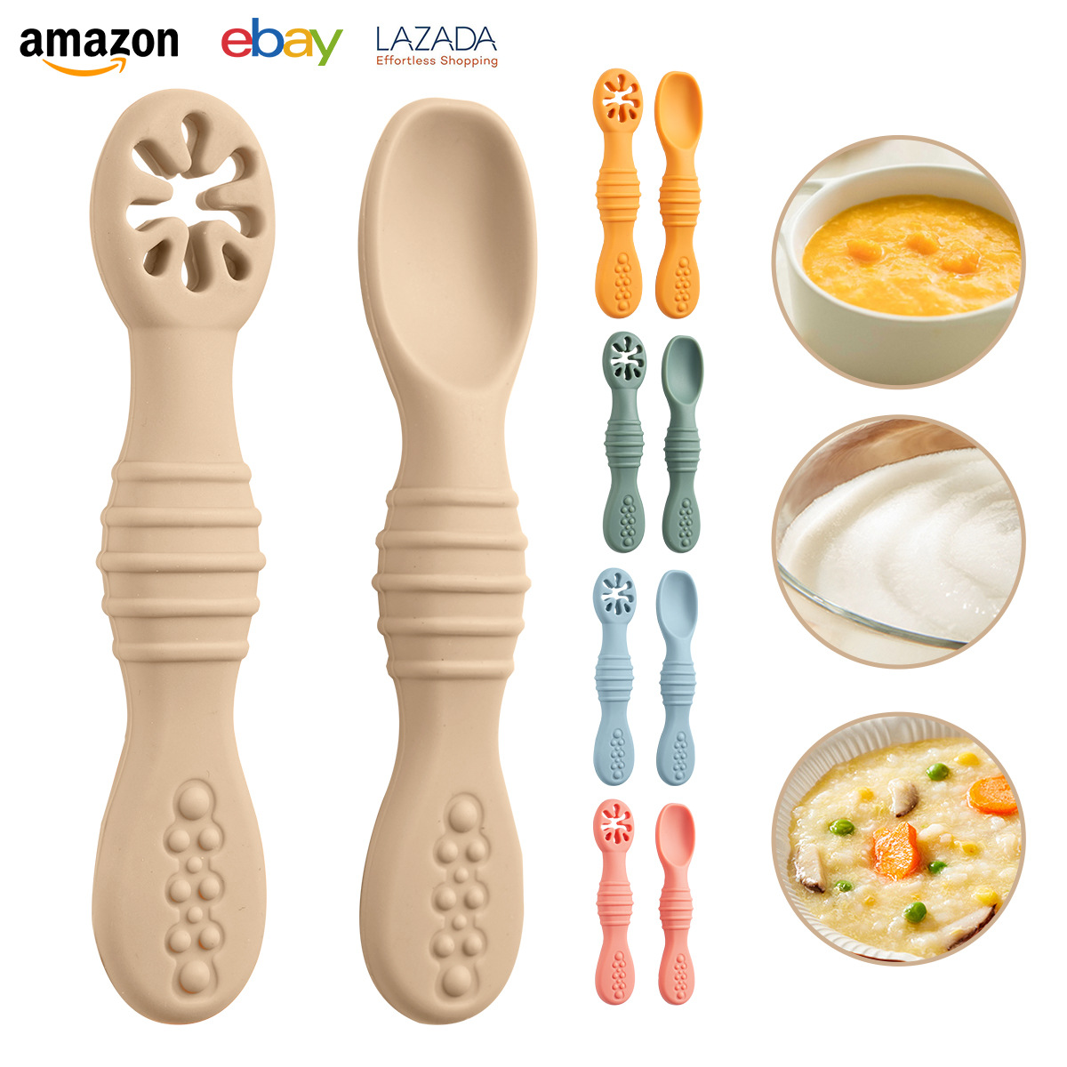 Baby feeding silicone complementary food soft spoon infant training…