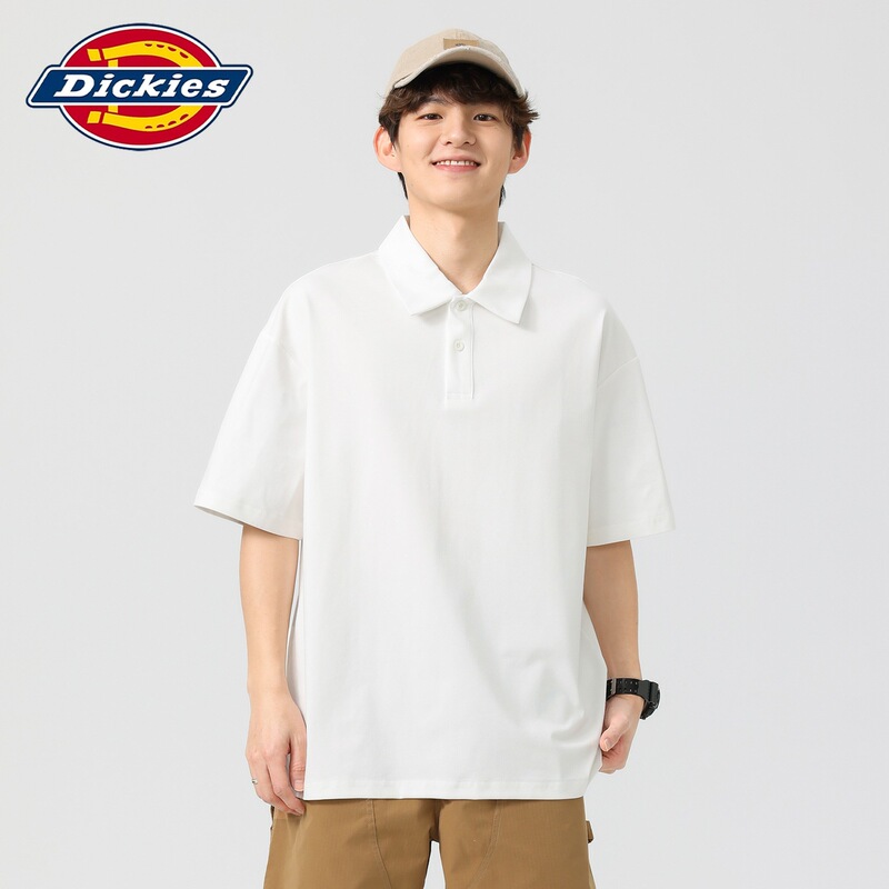 Dickies Special Edition Summer 260g Heavyweight Solid Color Polo Shirt Men's Loose Short-Sleeved T-Shirt Versatile for Couples