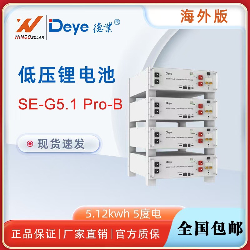 Deye Lithium Battery 5 Kwh Household Rack 5.12 Kwh Low Voltage Battery Energy Storage Solar Battery