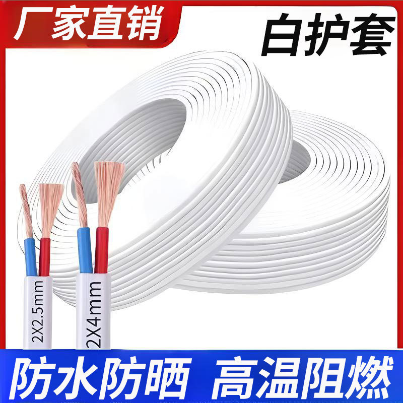 2-core power cord white sheath RVVB indoor and outdoor wires household socket electric vehicle charging 1/1.5/2 square