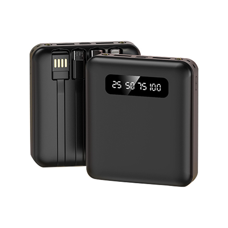 Mini al aire libre con cuatro cables de 10000 mAh pantalla digital de carga rápida tesoro de carga portátil fuente de alimentación portátil en stock