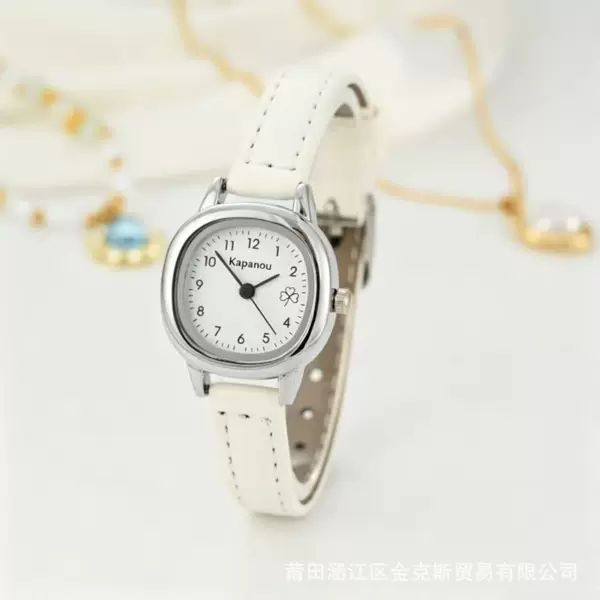 Small square quartz women's watch with a simple strap, fashionable student Korean style, vintage light luxury high-end feel watch