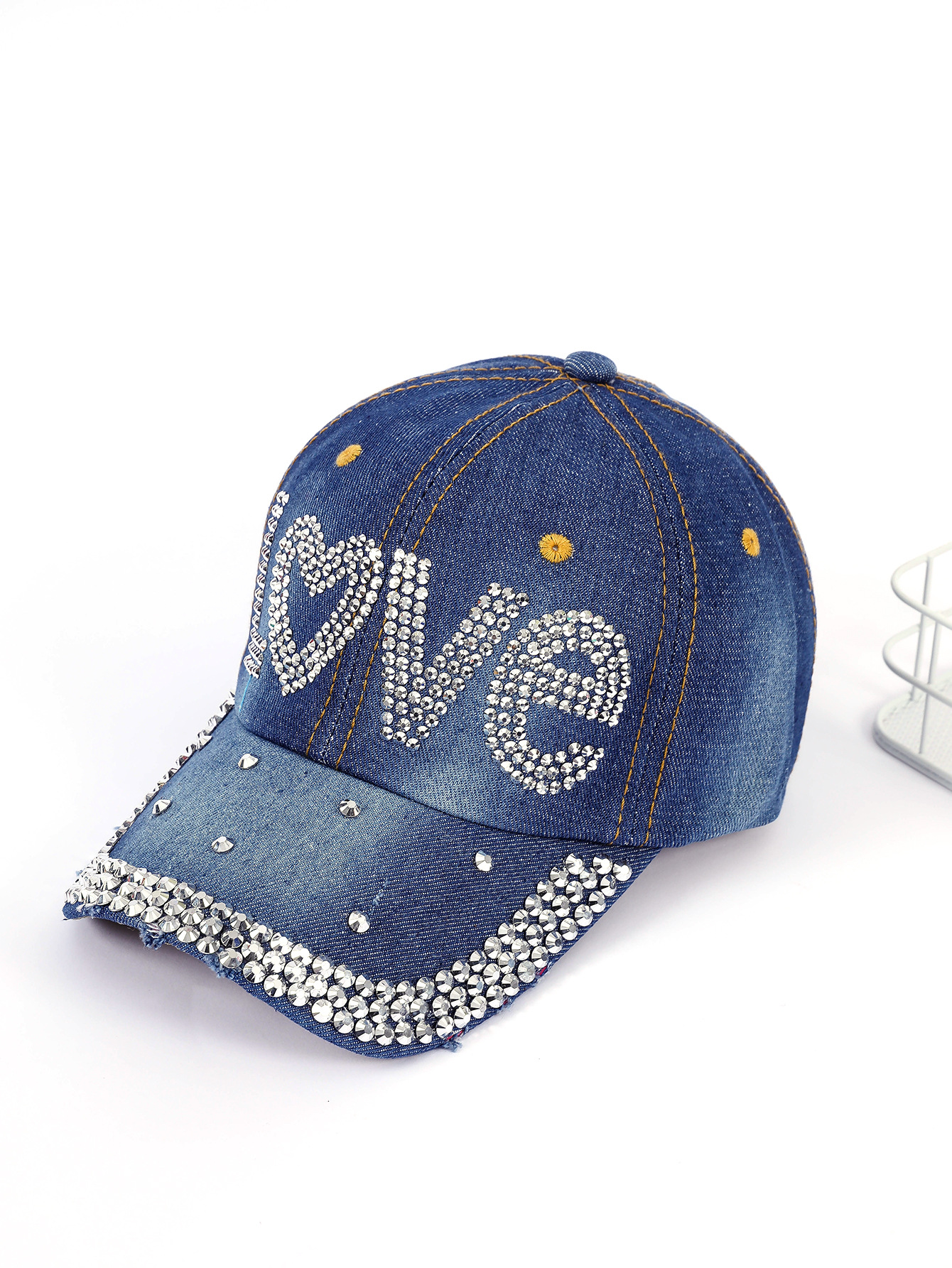Verano nuevo AMOR diamante Denim gorra de béisbol desgastada gorra coreana casual delgada a prueba de sol