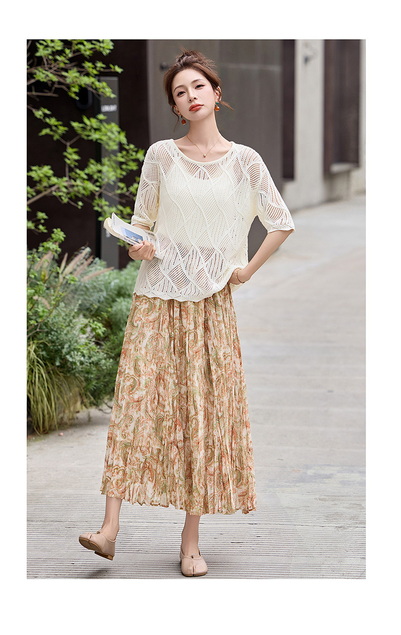 Set áo khoác ren buộc dây kết hợp chân váy hoa maxi hai mảnh đi biển — màu sắc, xanh lá cây chi tiết 18