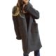 2023 cross-border Amazon autumn and winter New loose solid color large pocket thickened long knitted cardigan sweater coat
