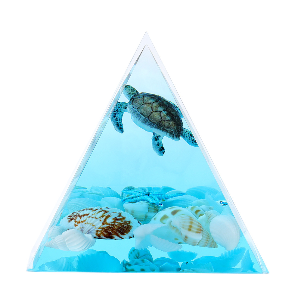 Ocean Series Micro-Landscape Pyramid Cone Resin Crafts Night Light Souvenir Gift Desktop Ornament