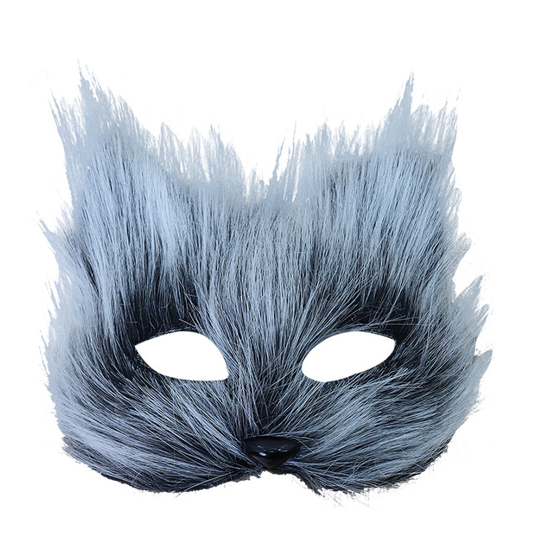 Ventas transfronterizas máscaras de zorro de pelo largo Halloween cos máscaras de cara de gato máscaras de cara de fiesta de baile