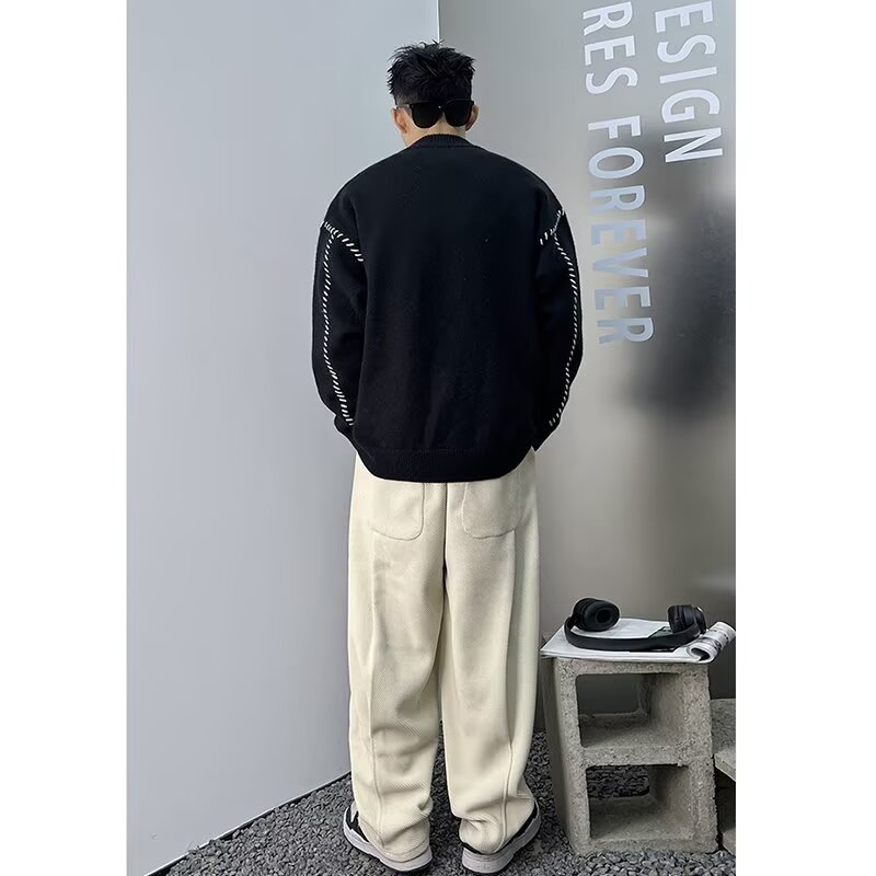 스웨터 남자 가을 겨울 간단한 캐주얼 올 매치 따뜻한 패션 트렌드 라운드 칼라가있는 한국 니트 스웨터