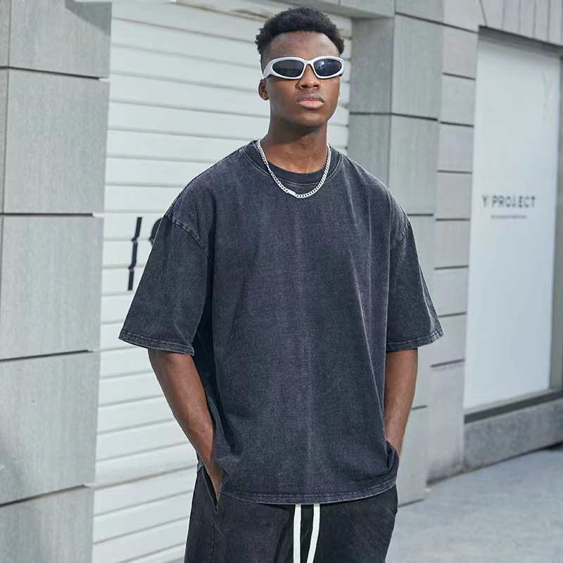 230g pesado camiseta de manga corta hombre de verano cuello redondo suelto oversize hacer vieja marca de moda chaqueta casual versátil