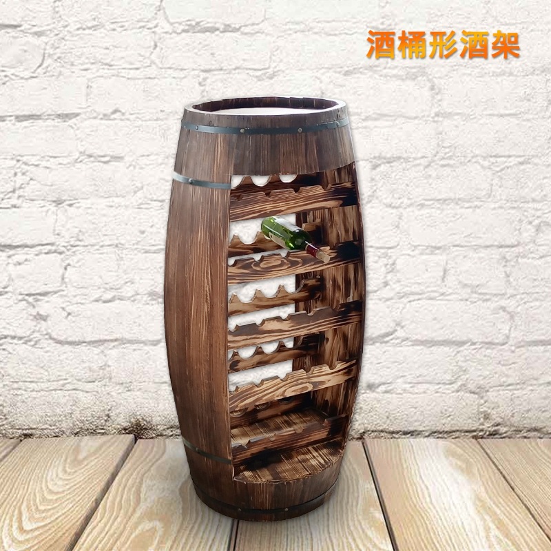 Decorative oak wine barrel, wine rack, wine cabinet, display cabinet, antique-style wine barrel, solid wood bar and winery wine barrel rack
