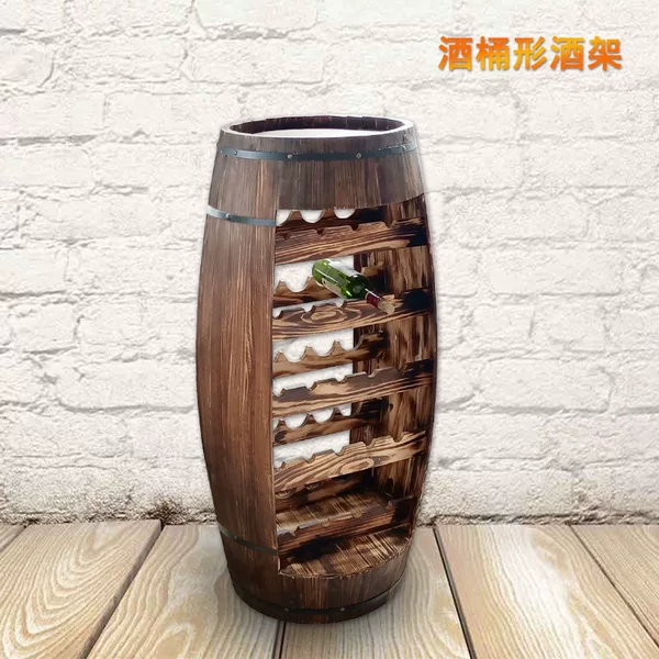 Decorative oak wine barrel, wine rack, wine cabinet, display cabinet, antique-style wine barrel, solid wood bar and winery wine barrel rack