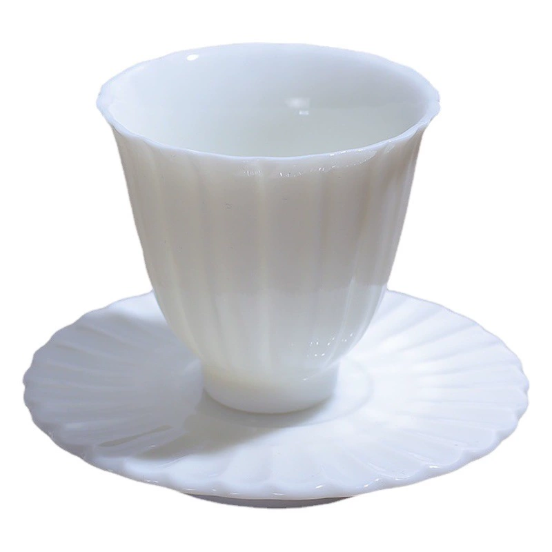 Suet Нефритовый Фарфор Сало Белый Чай Чашка Подставка Чистый Белый Аромат Чашка Кунг-Фу Чайный Набор Чашка Пользовательский Логотип