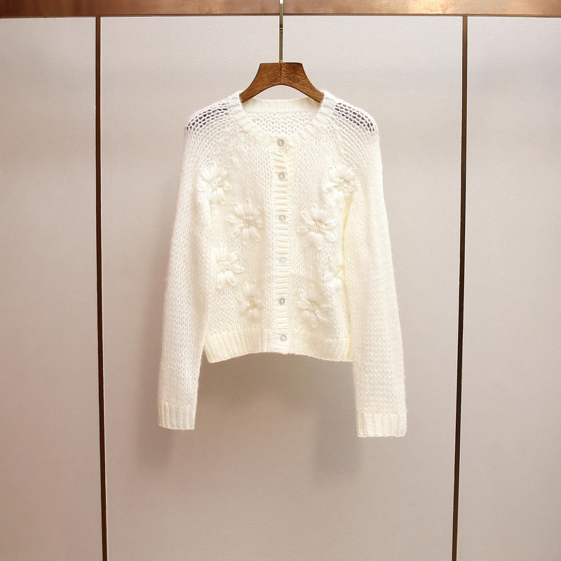 Shenzhen Nanyou Classy Women's Autum New Sweet Small Fresh Flower Cut Out Long-Sleeved Cardigan Jacket Knitwear Shenzhen Nanyou Classy Women's Autum New Sweet Small Fresh Flower Cut Out Long-Sleeved Cardigan Jacket Knitwear