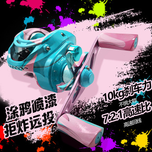 Water Drop Wheel Metal Line Cup Magnetic Lure Fishing Line Fish Wheel Micro Object 7.2 Fishing Wheel Black Long-Range Cast Anti-Explosion Line Alarm