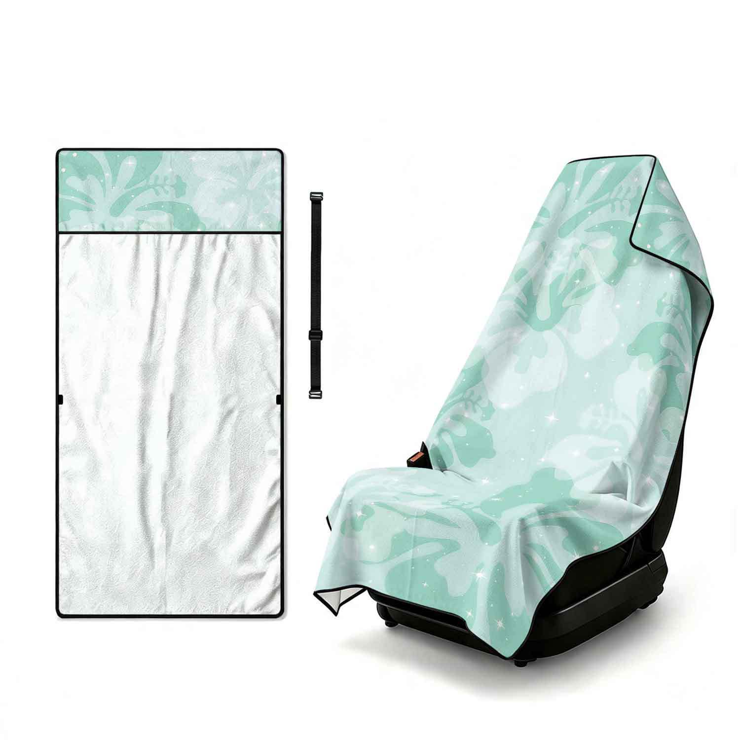 Printed bath towel and car seat cover 2-in-1, ultra-fine fiber outdoor beach and car dual-use universal seat cushion