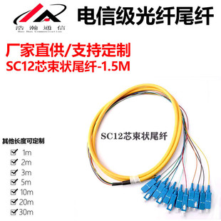 Telecom-Grade 12-core bundle pigtail SC/UPC1.5 m single-mode pigtail ODF fusion fiber disc integrated 12-color pigtail