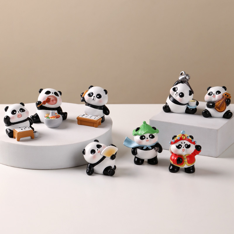 Oficina adorable panda decoración diaria caja ciega muñeca dibujos animados adornos de escritorio de resina artesanía regalos