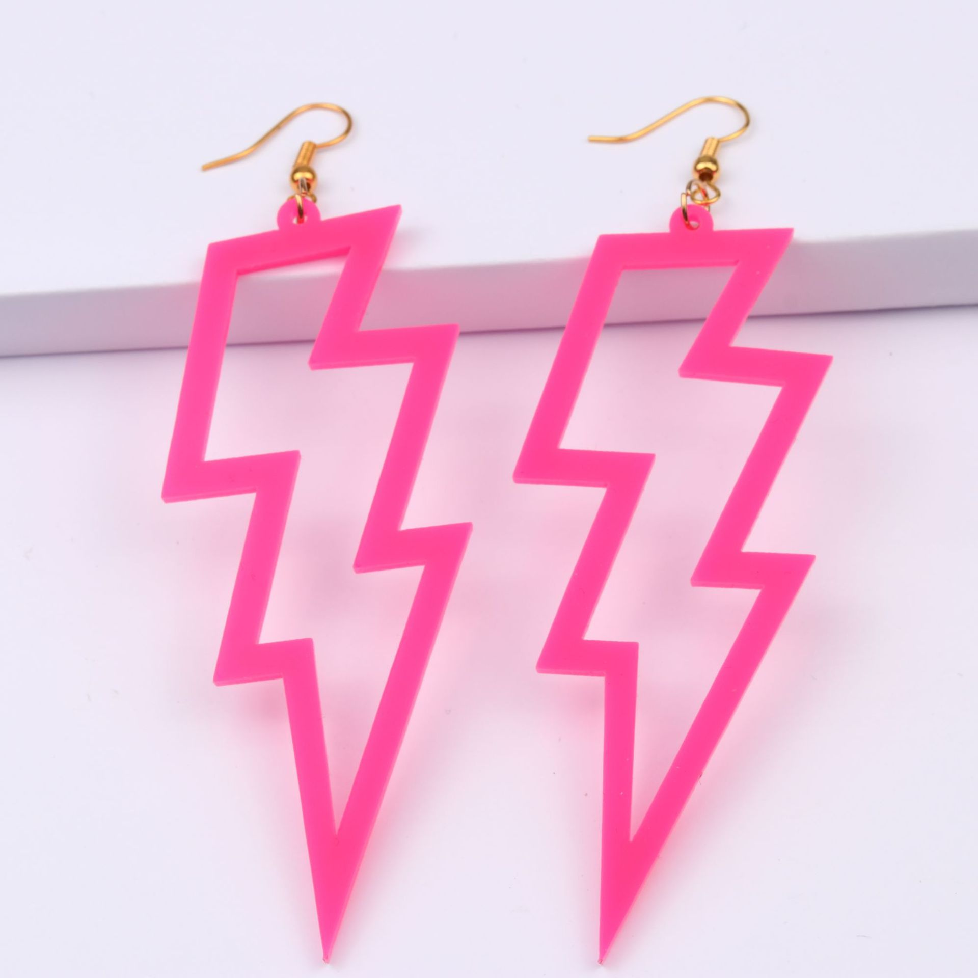 Women'S Gender 1 Pair Exaggerated Lightning Hollow Out Arylic Drop Earrings