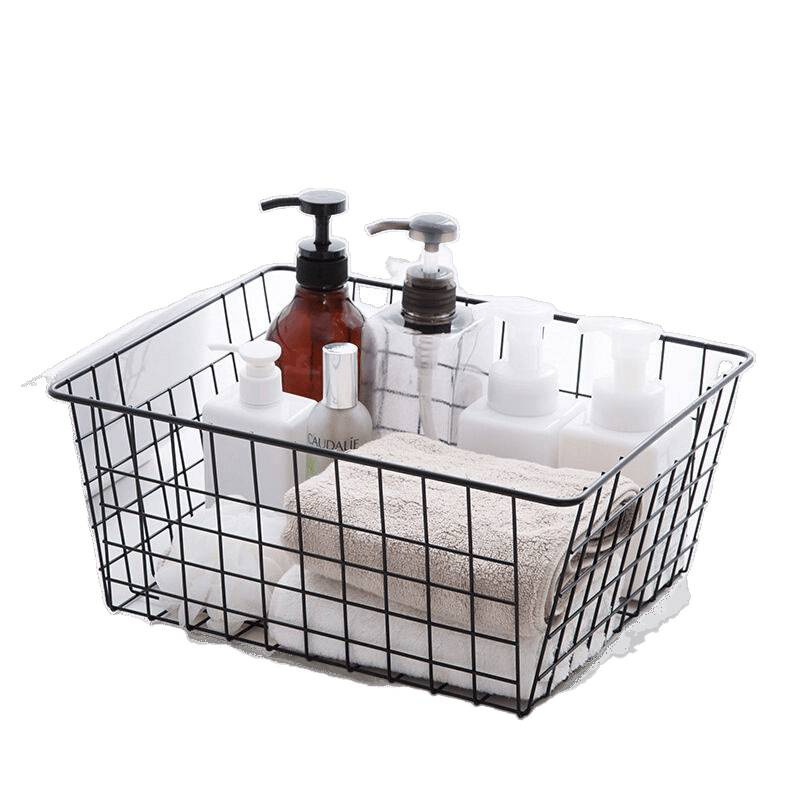 Cestas de almacenamiento de hierro forjado cocina snack cestas de almacenamiento de juguetes de escritorio cestas de cosméticos de baño acabado caja de almacenamiento