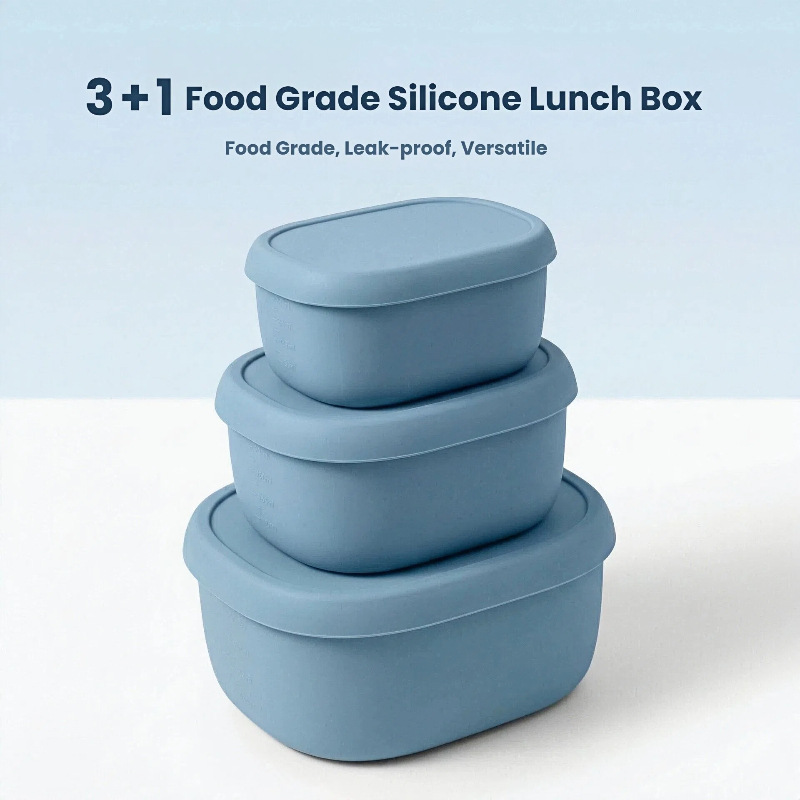 Microwave/Refrigerator Safe, Food-Grade Silicone Fresh-Keeping and Freezing Lunch Box, Children's Sealed Box for Fruit and Complementary Food
