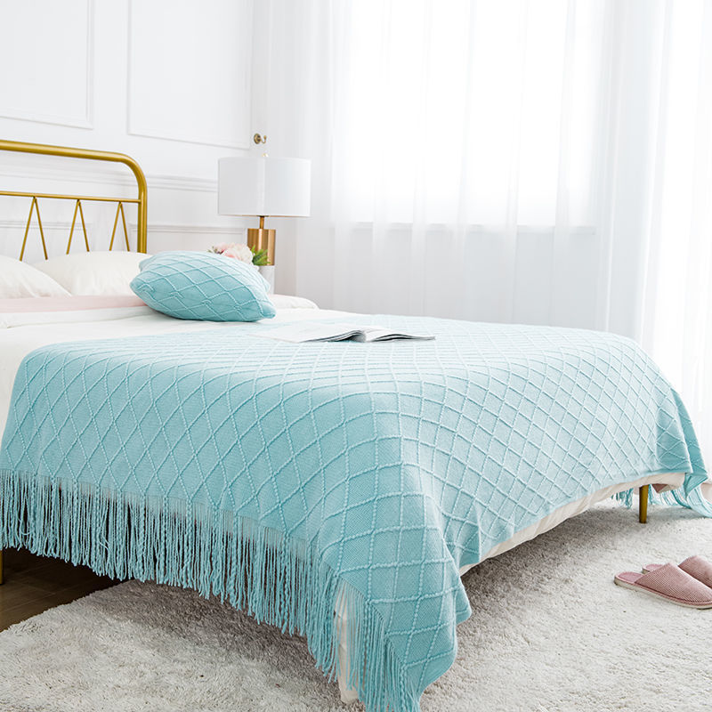 Toalla de cabecera retrógrada simple cama de alojamiento bandera cubierta decoración de apartamento de hotel red diamante jacquard bordilla