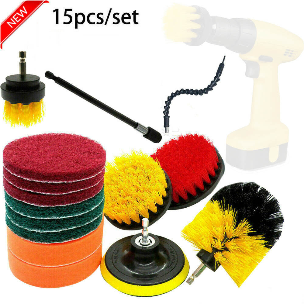 跨境亚马逊跨境15件套清洁电钻刷用于厨房卫浴车轮毂清洁电钻刷