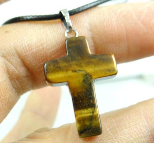 Comercio exterior caliente Piedra Natural Rosa cristal ágata piedra Cruz colgante collar accesorios DIY joyería que hace