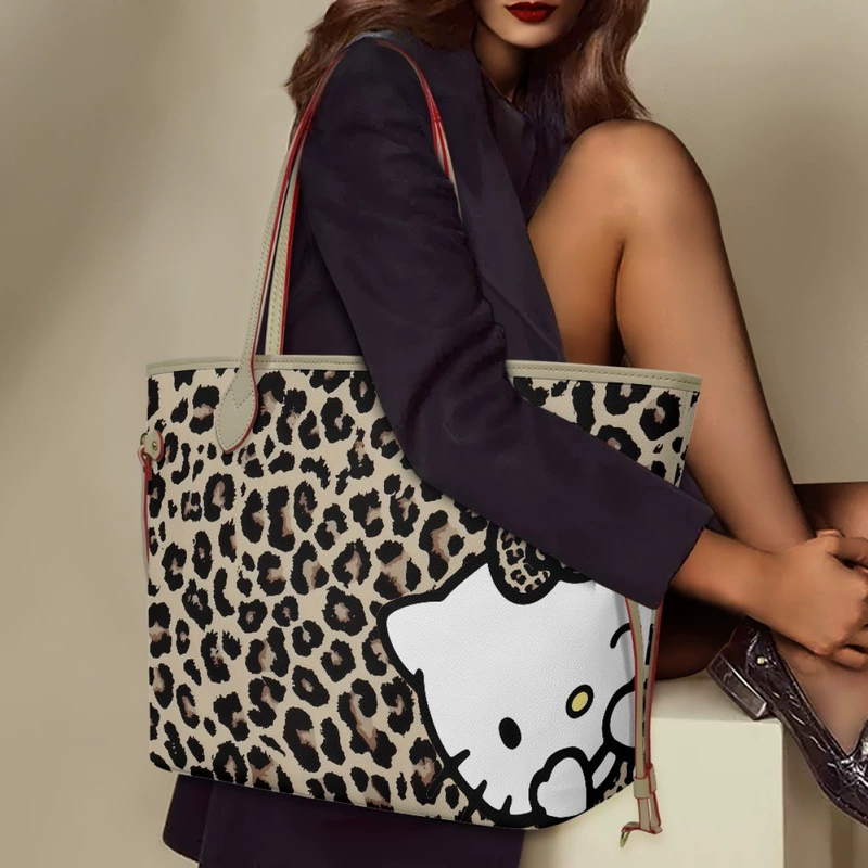 Женская сумка Hello Kitty с леопардовым принтом большая