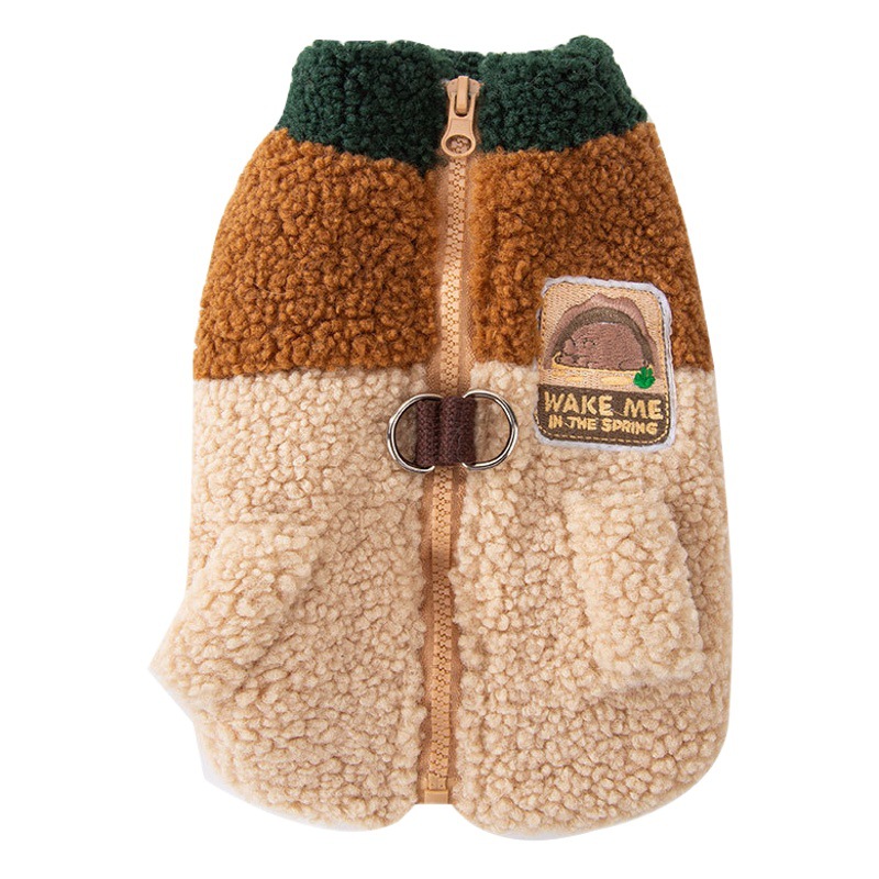 Estilo coreano Otoño e Invierno perro mascota lana grano color a juego Chaleco de tracción abrigo de algodón acolchado gato engrosada ropa de peluche para mascotas