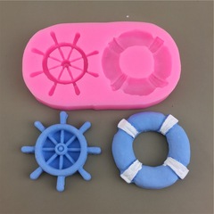 游泳圈船錨硅膠模具船舵巧克力翻糖石膏香薰蠟片滴膠裝飾工具蛋糕