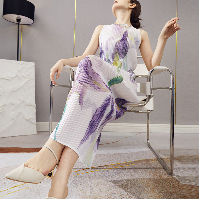 Fashionable elite summer long retro dress sleevless