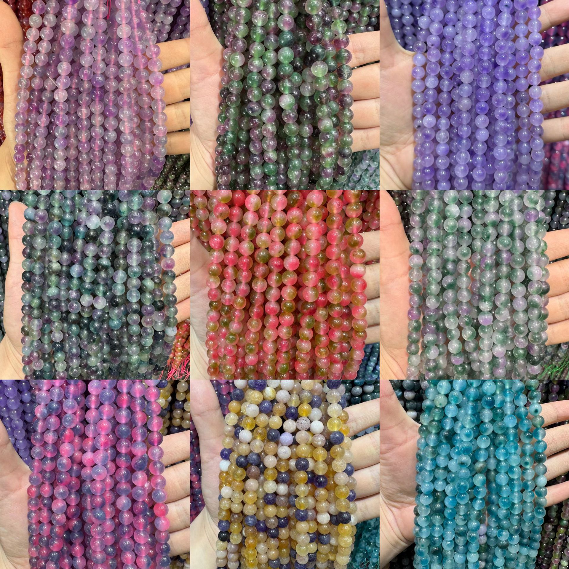 直播A級玉髓8mm雙色圓珠串珠手工製作diy網紅搭配飾品