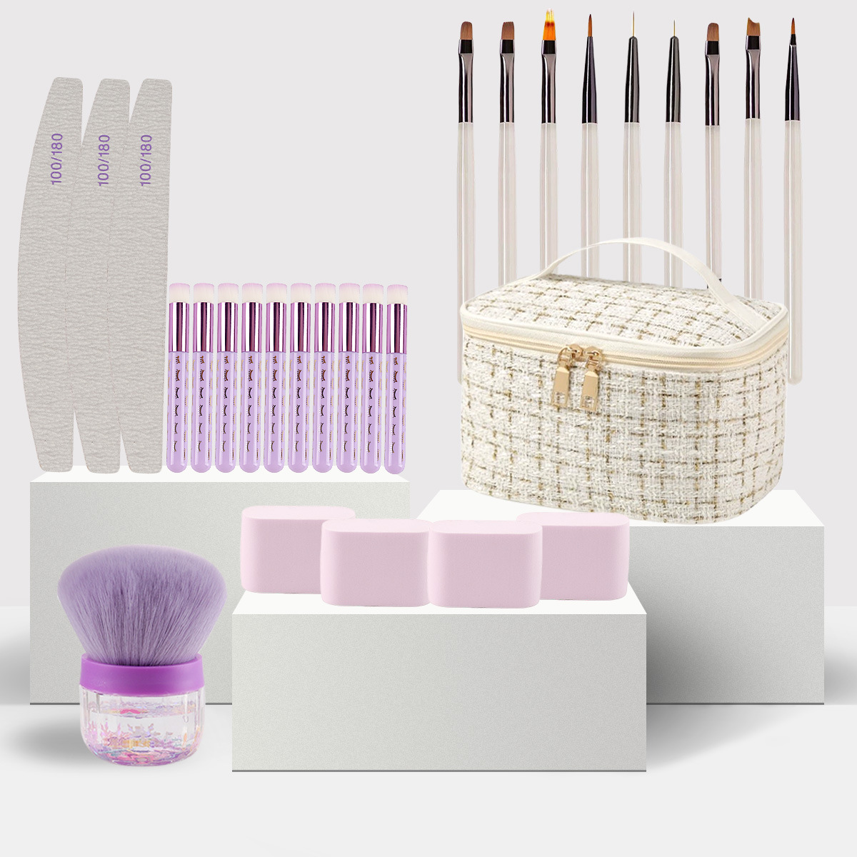 28 series de cepillo de uñas cepillo de polvo cepillo de pestañas inclinadas paquete completo de combinación de stock puede ser distribuido