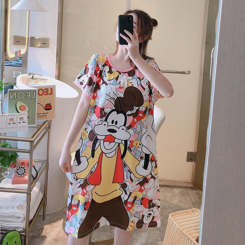 Ventas directas de la fábrica una variedad de pijamas camisón de las mujeres Vestido de manga corta suelta de dibujos animados de verano transfronterizo Comercio exterior al por mayor Sudeste de Asia