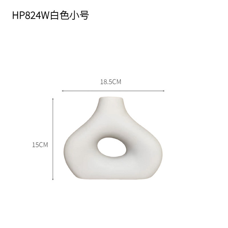 Moderno simple creativo blanco y negro jarrón de cerámica decoración modelo sala de estar flor seca arreglo de flores decoración del hogar al por mayor