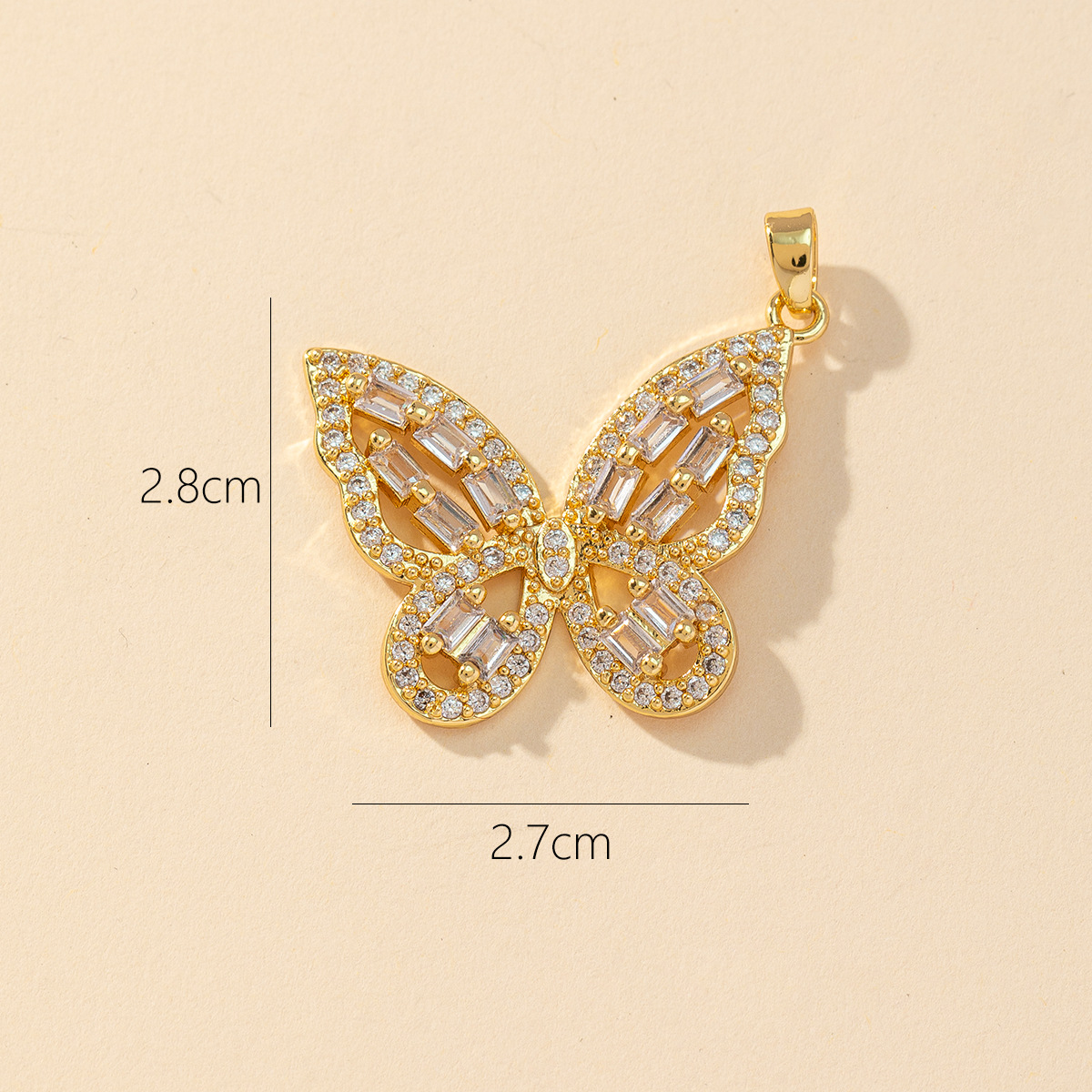 1 Piece Copper Rhinestones Butterfly Pendant display picture 24