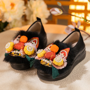 Shuyan single thick-soled 2025 spring and summer new handmade tiger shoes comfortable single-layer shoes new Chinese shoes national style embroidered shoes