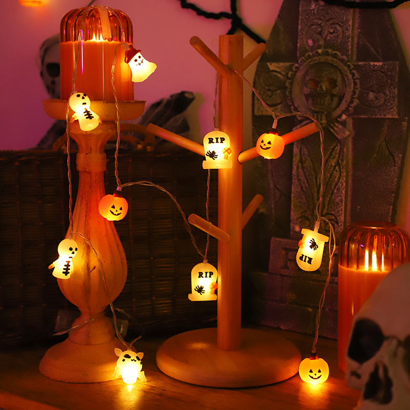 Nuevas cadenas de luces de Halloween LED cadenas de luces decorativas de atmósfera de Halloween calabaza fantasma murciélago modelado luces decorativas