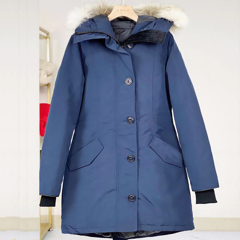 Cross-Border Export 05 Women's Tuxedo down Jacket Same Style Winter Parka with Large Buttons