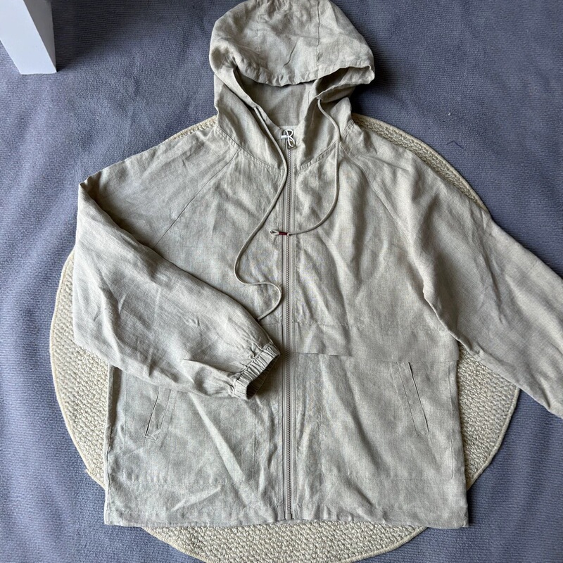 New Men's Sun Protection Clothing, Hemp Loose Hooded Sweatshirt Jacket, Breathable and Comfortable Casual Old Money Style Cardigan
