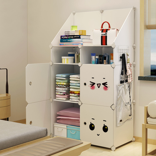 Wholesale small wardrobe bedroom home simple assembly plastic rental room children baby clothing storage cabinet