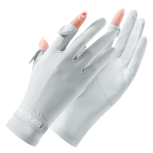 Ice Silk Sunscreen Gloves for Women Summer Thin Tram Cycling Cool Breathable High Elasticity Outdoor Flip Finger Touch Screen A02Y