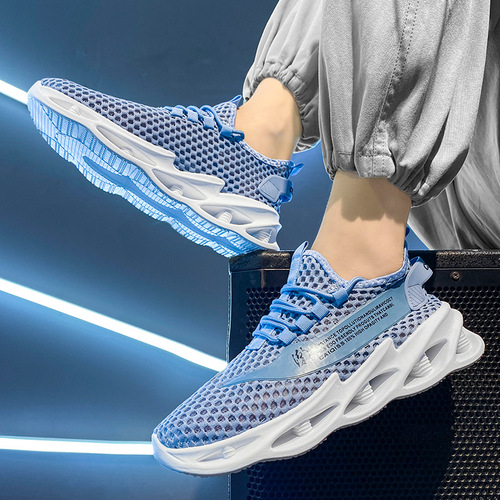 Men's Summer Mesh Shoes, Breathable Thin Model, Large Mesh Eyelet Hollow Mesh Surface, Lightweight Running Casual Coconut Sports Shoes