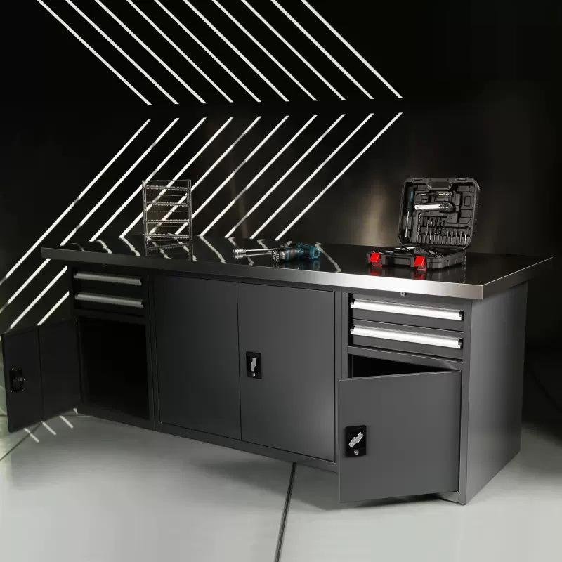 全钢工作台，维修工作台，机修工作台工具柜工作台灰色工作台