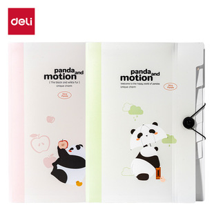 Deli Xm701 Panda Series 8-Compartment Accordion Bag (Mixed) 4-Layer Large Capacity Student Test Paper Folder Storage Bag Supplies