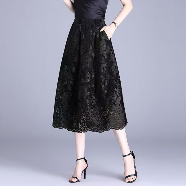 Lace summer pleated skirt