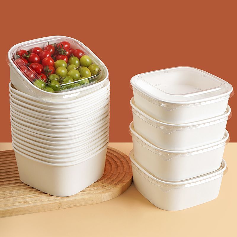 牛皮纸果切盒白色正方形水果打包一次性外卖餐盒轻食沙拉饭盒