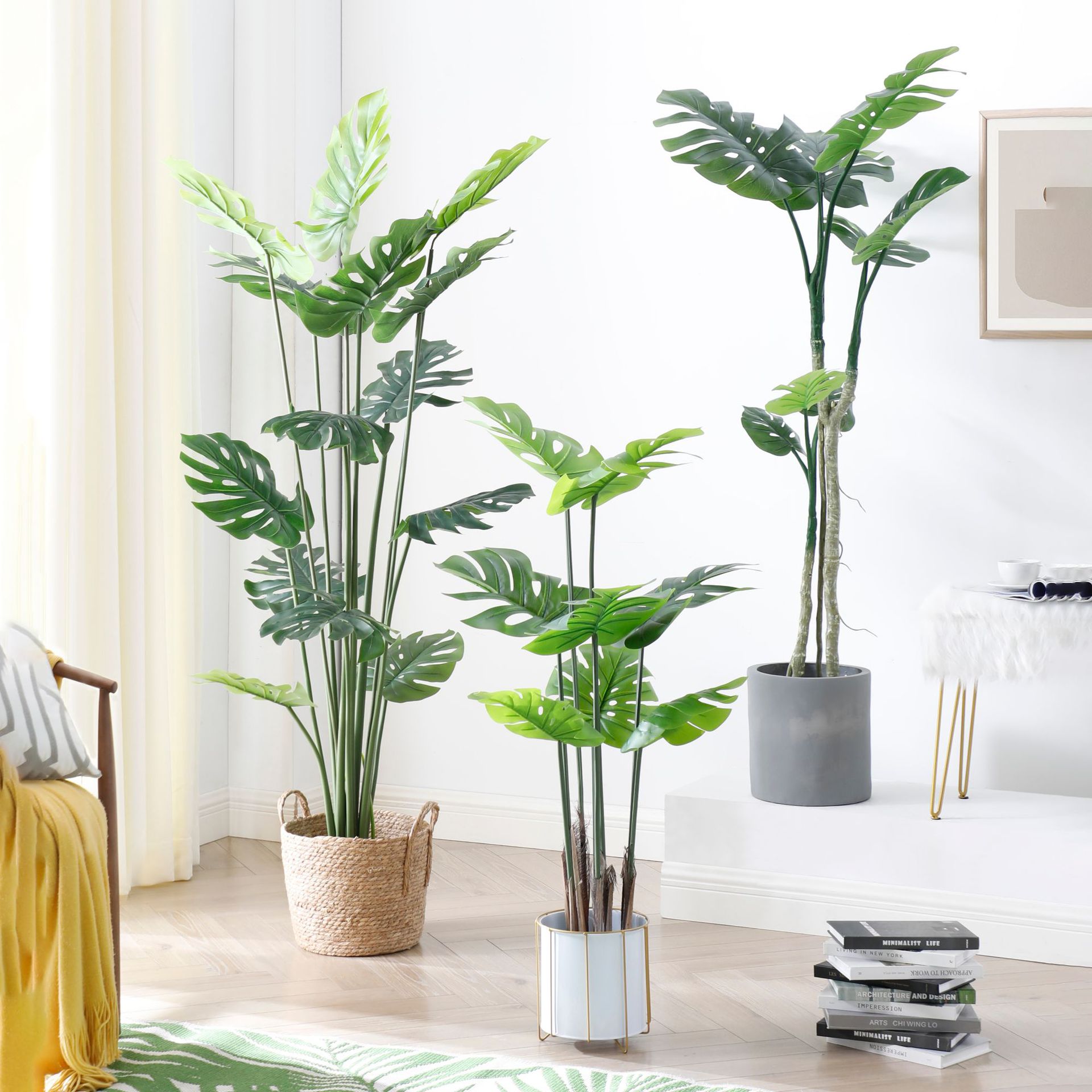 Planta artificial nórdica grande para sala de estar, árbol de simulación decorativo tipo banano viajero en maceta