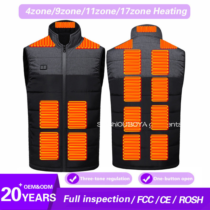 Cross-border winter heating suit electric heating vest men's outdoor heating vest plus velvet warm vest coat oemod m