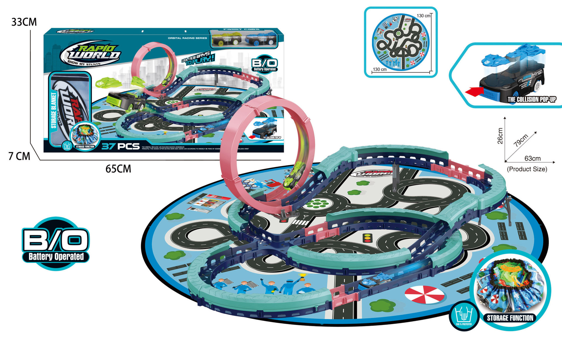 CSH 286328 전기 충돌 버스트 레일카 + 카펫 보관 가방